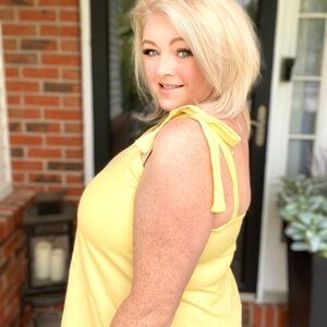 BNWOT- buttercup yellow flowy tank